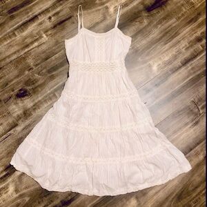 Delia*s White/Cream Vintage Styled Tiered Lace Trim Lined Sundress Size 3/4